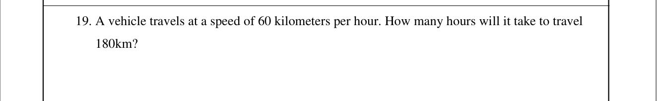 Paper I Part A Q19: Time from speed and distance
