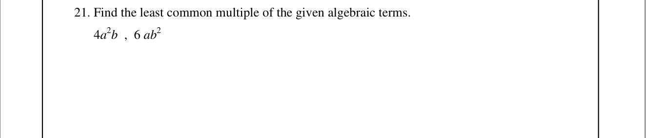 Paper I Part A Q21: LCM of two algebraic terms