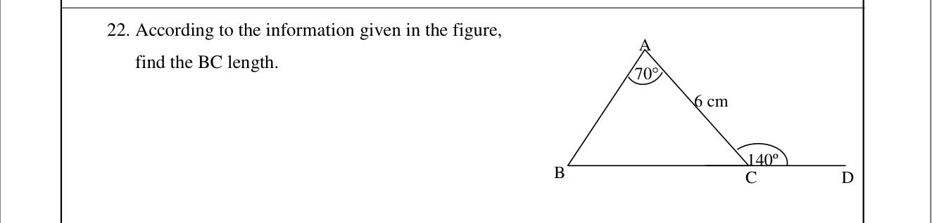 Paper I Part A Q22: Side from equal angles found via an exterior angle