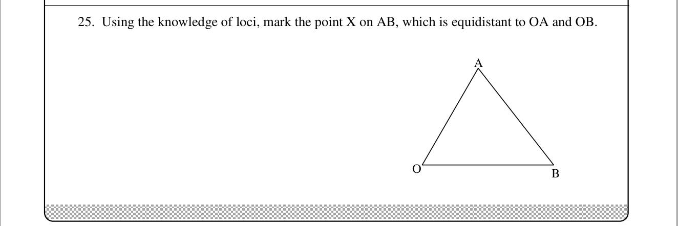 Paper I Part A Q25: Point on a side equidistant from two lines (angle bisector)