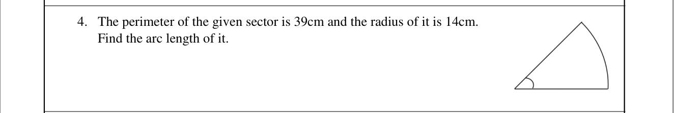 Paper I Part A Q4: Arc length from sector perimeter and radius