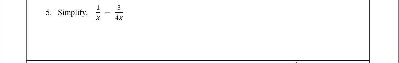 Paper I Part A Q5: Subtract two algebraic fractions