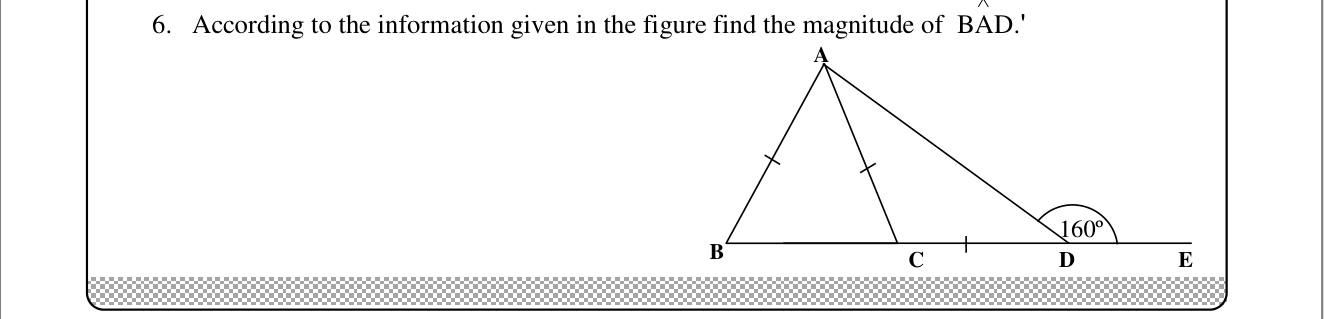 Paper I Part A Q6: Angle from two isosceles triangles and an exterior angle