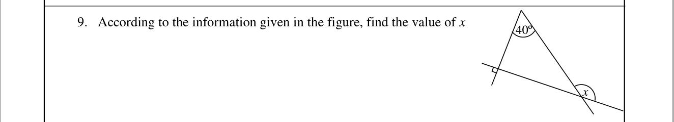 Paper I Part A Q9: Exterior angle of a triangle with a right angle