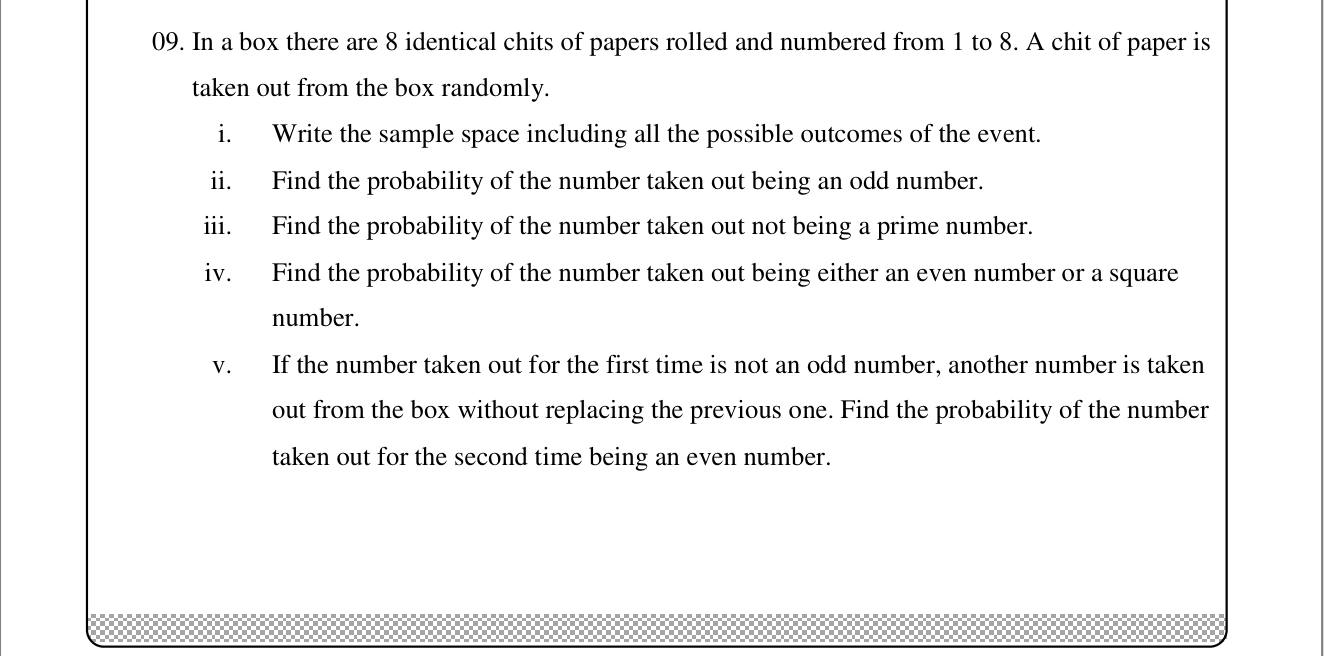 Paper II Part B Q9: Probabilities for numbered chits including a second draw