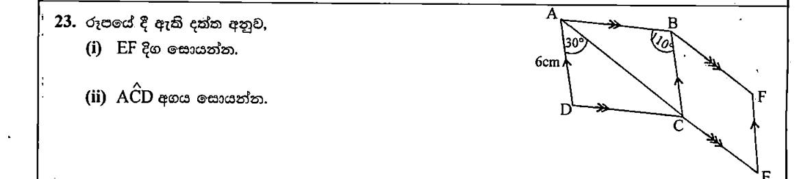Paper I Part A Q23: Side and angle in two parallelograms sharing a side