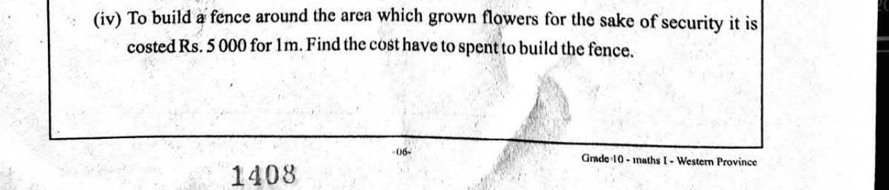 Paper I Part B Q2(iv): Perimeter of a composite region and fencing cost