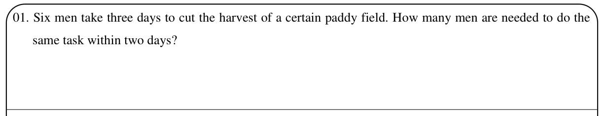 Paper I Part A Q1: Men needed to finish the same work in fewer days