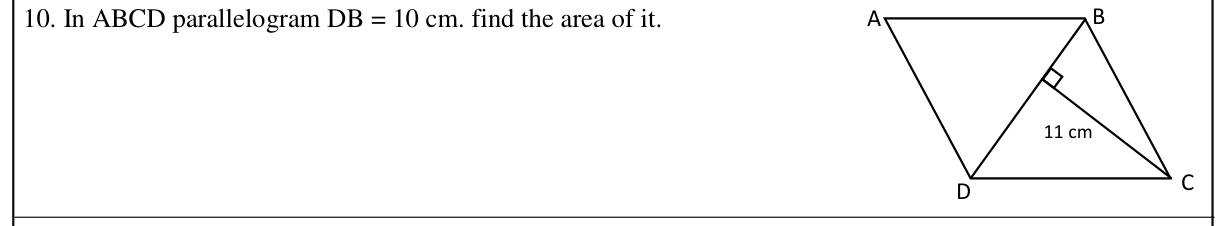 Paper I Part A Q10: Parallelogram area from diagonal and perpendicular
