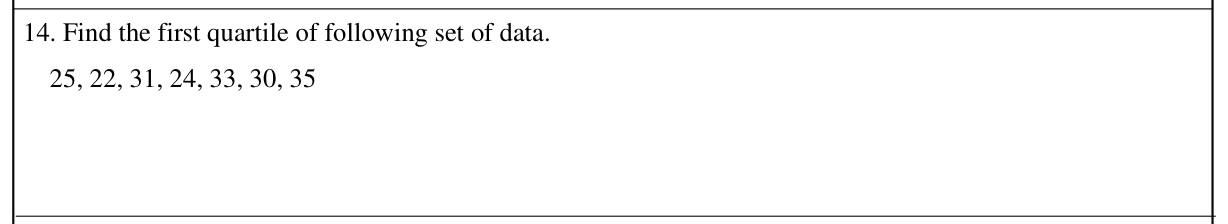 Paper I Part A Q14: First quartile of seven values