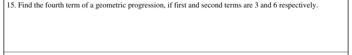 Paper I Part A Q15: Fourth term of a geometric progression