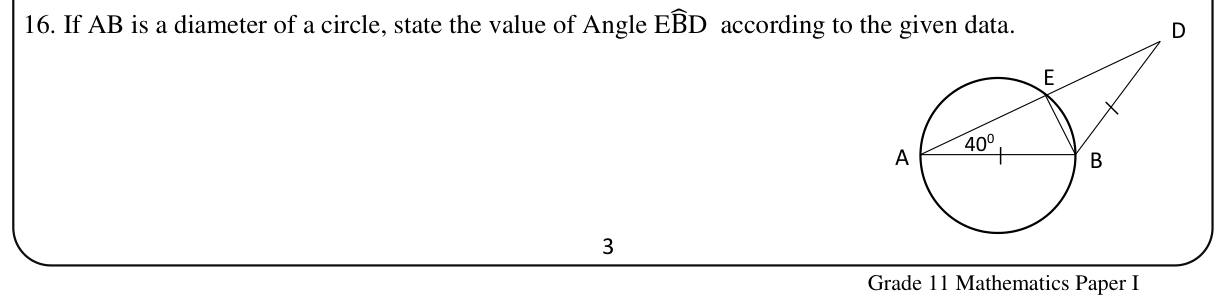 Paper I Part A Q16: Angle using angle in semicircle and isosceles triangle