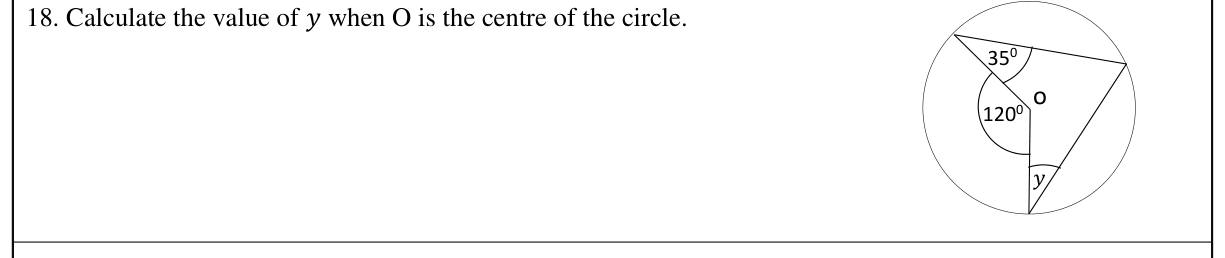 Paper I Part A Q18: Angle using centre angle and isosceles triangles of radii