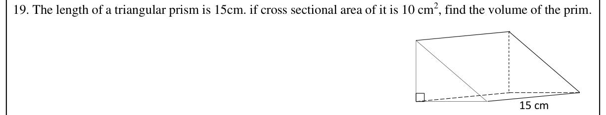 Paper I Part A Q19: Volume of a triangular prism