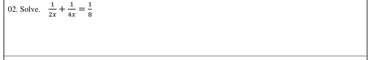 Paper I Part A Q2: Solve an equation with algebraic fractions
