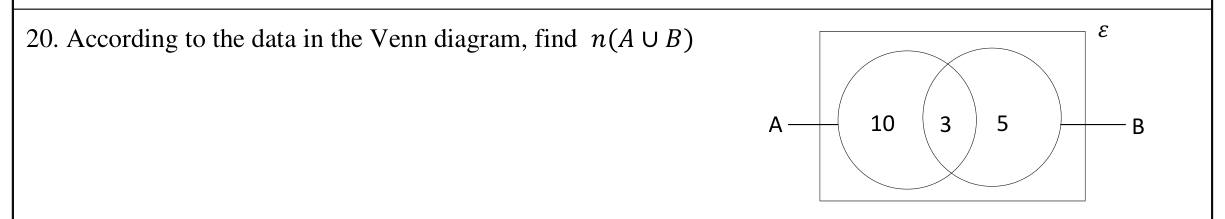 Paper I Part A Q20: Union count from a Venn diagram
