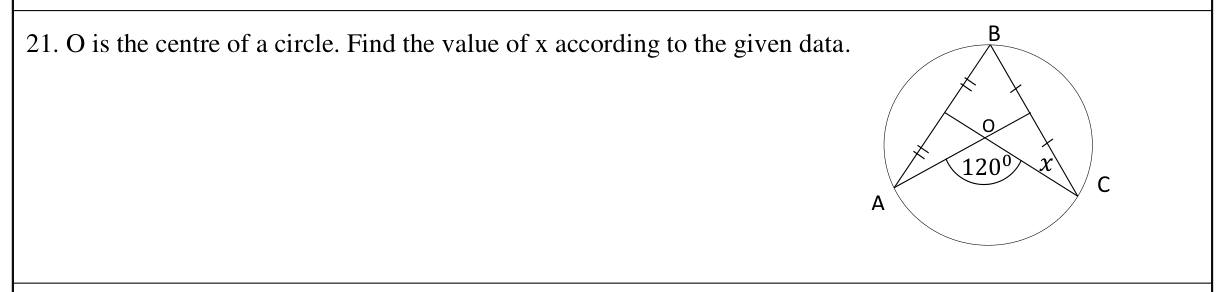 Paper I Part A Q21: Angle in triangle of radii using perpendicular bisector