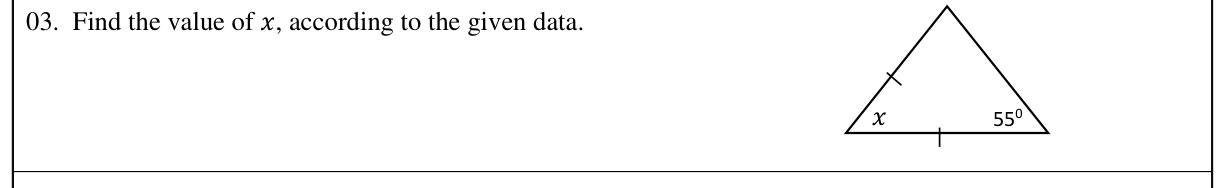 Paper I Part A Q3: Angle in an isosceles triangle from equal sides