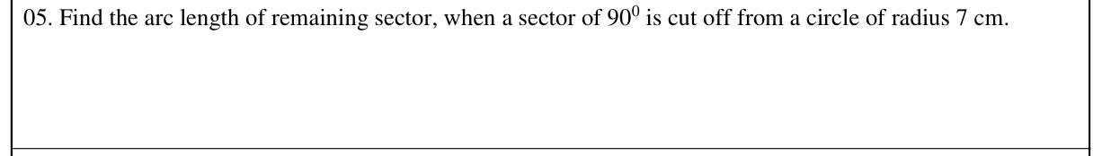 Paper I Part A Q5: Arc length of the remaining three-quarter sector