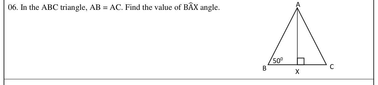 Paper I Part A Q6: Angle at apex split by altitude of isosceles triangle