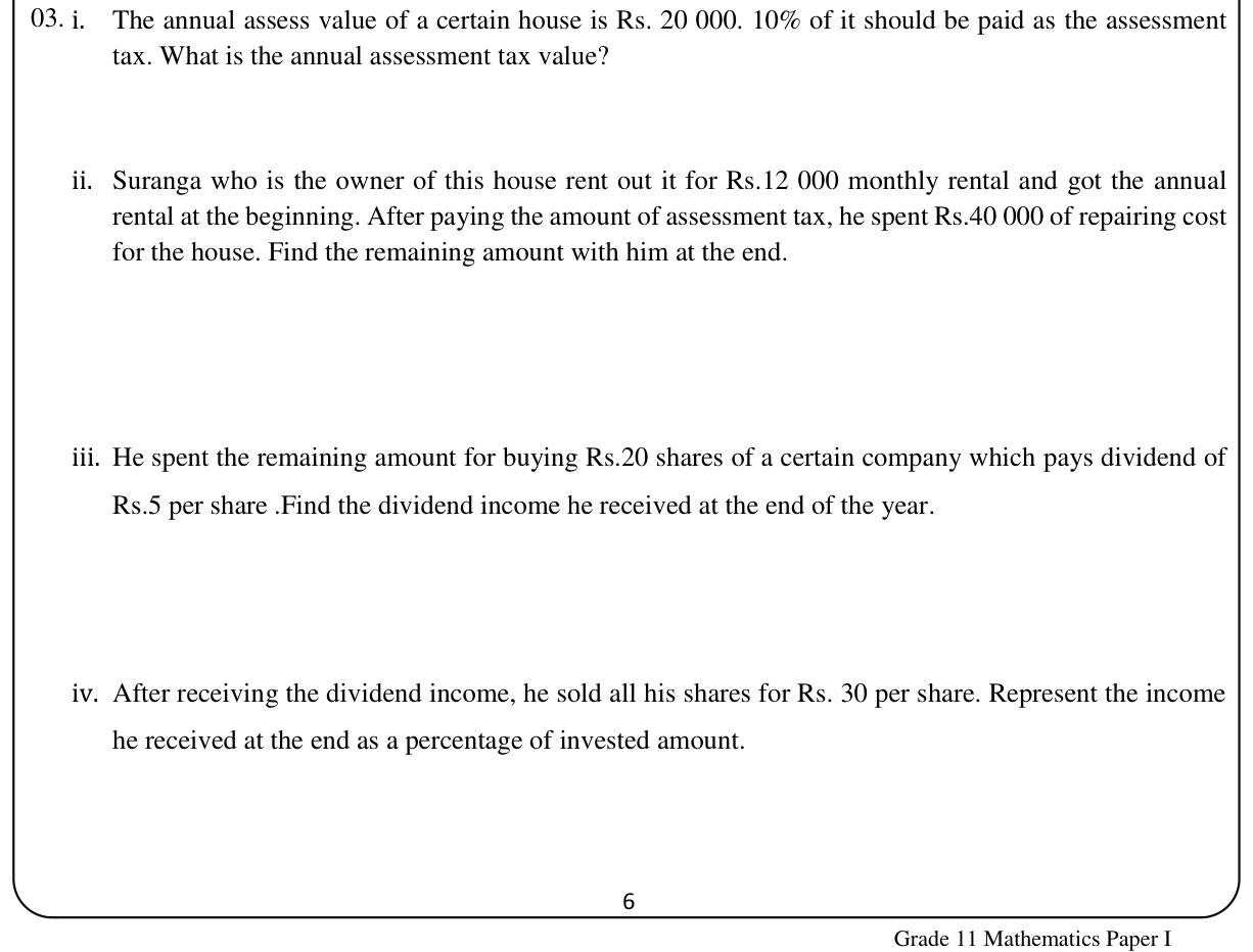 Paper I Part B Q3: Rates and rent, then shares: dividend and return percentage