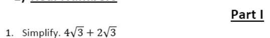Paper I QI.1: Add like surds with the same root