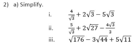 Paper I QII.2(a): Simplify expressions mixing surd fractions and surds