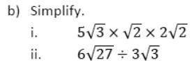 Paper I QII.2(b): Multiply and divide surds