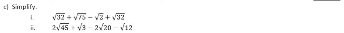 Paper I QII.3(c): Simplify longer sums of surds