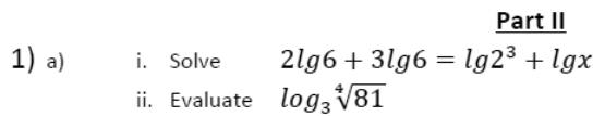 Paper I QII.1(a): Solve a lg equation; evaluate log of a fourth root