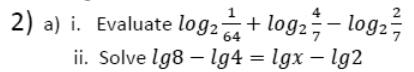Paper I QII.2(a): Evaluate a log expression; solve lg equation