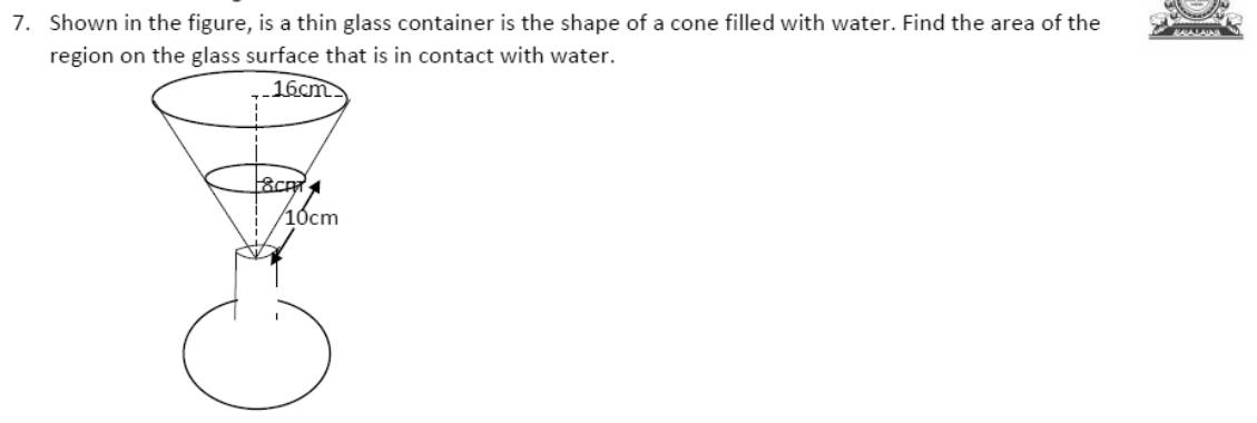 Paper I QI.7: Wet curved area inside a conical funnel
