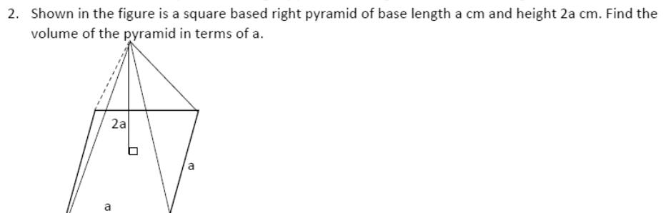 Paper I QI.2: Pyramid volume in terms of a