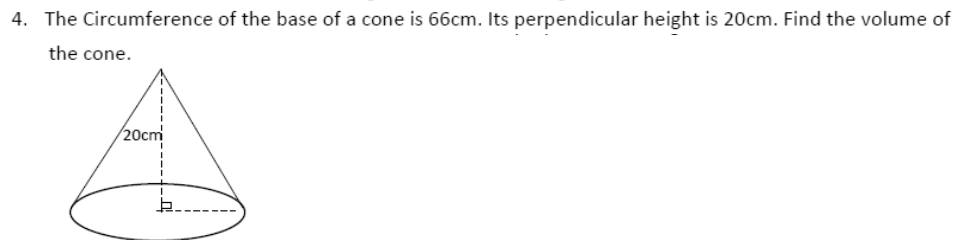 Paper I QI.4: Cone volume from base circumference and height