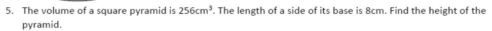 Paper I QI.5: Pyramid height from volume and base