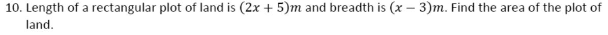 Paper I Q10: Area of a rectangle with binomial sides