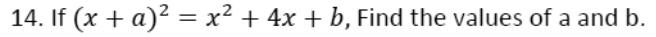 Paper I Q14: Match coefficients in a squared binomial