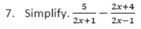 Paper I Q7: Subtract fractions with linear denominators