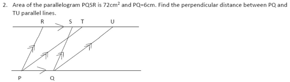 Paper I Q2: Distance between parallels from parallelogram area