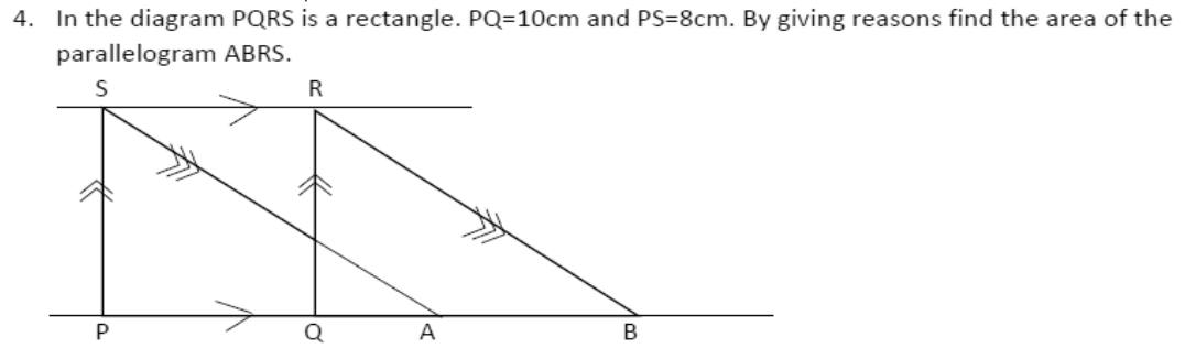 Paper I Q4: Parallelogram equal to a rectangle on the same base