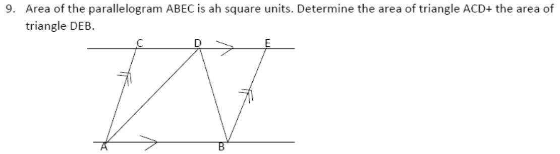 Paper I Q9: Sum of two triangles beside a central triangle