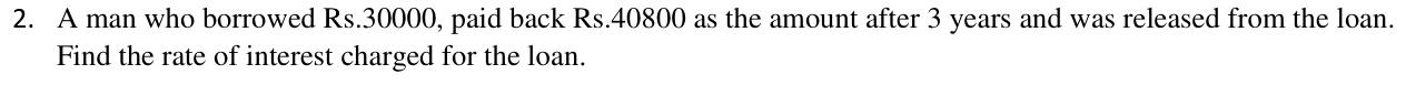 Paper I QI.2: Annual simple interest rate from loan and amount repaid