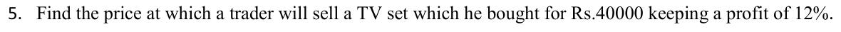 Paper I QI.5: Selling price for a given percentage profit