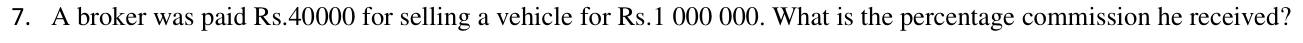 Paper I QI.7: Commission as a percentage of a sale