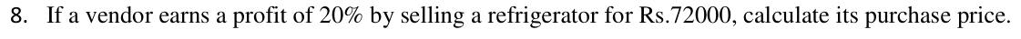 Paper I QI.8: Cost price from selling price and profit percentage