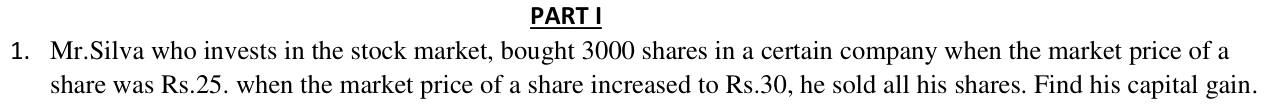 Paper I QI.1: Capital gain when shares are sold at a higher price