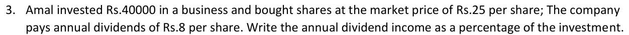 Paper I QI.3: Dividend income as a percentage of the investment