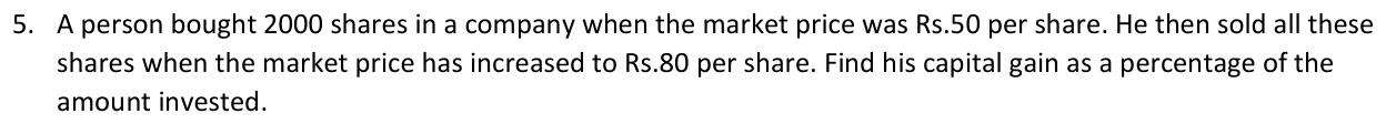 Paper I QI.5: Capital gain as a percentage of the amount invested