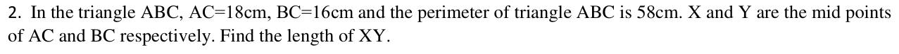 Paper I QI.2: Midpoint segment length after finding the third side from perimeter
