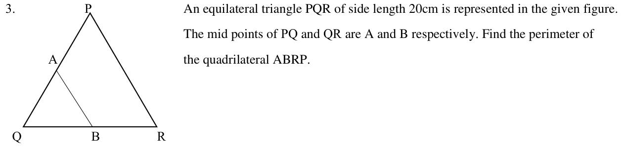 Paper I QI.3: Perimeter of quadrilateral cut off by a midpoint segment